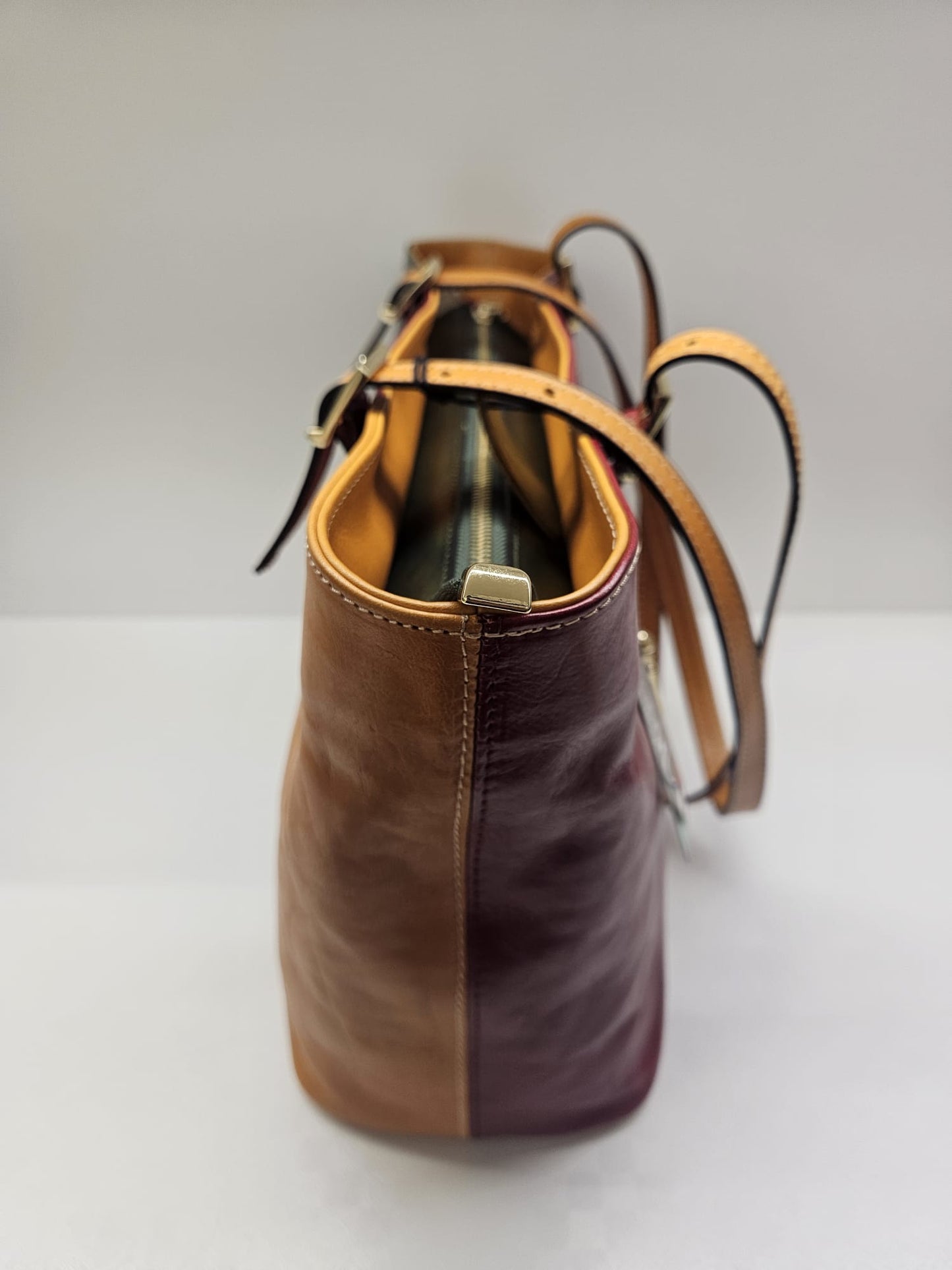 Borsa donna multicolore in pelle " vacchetta" made in italy.