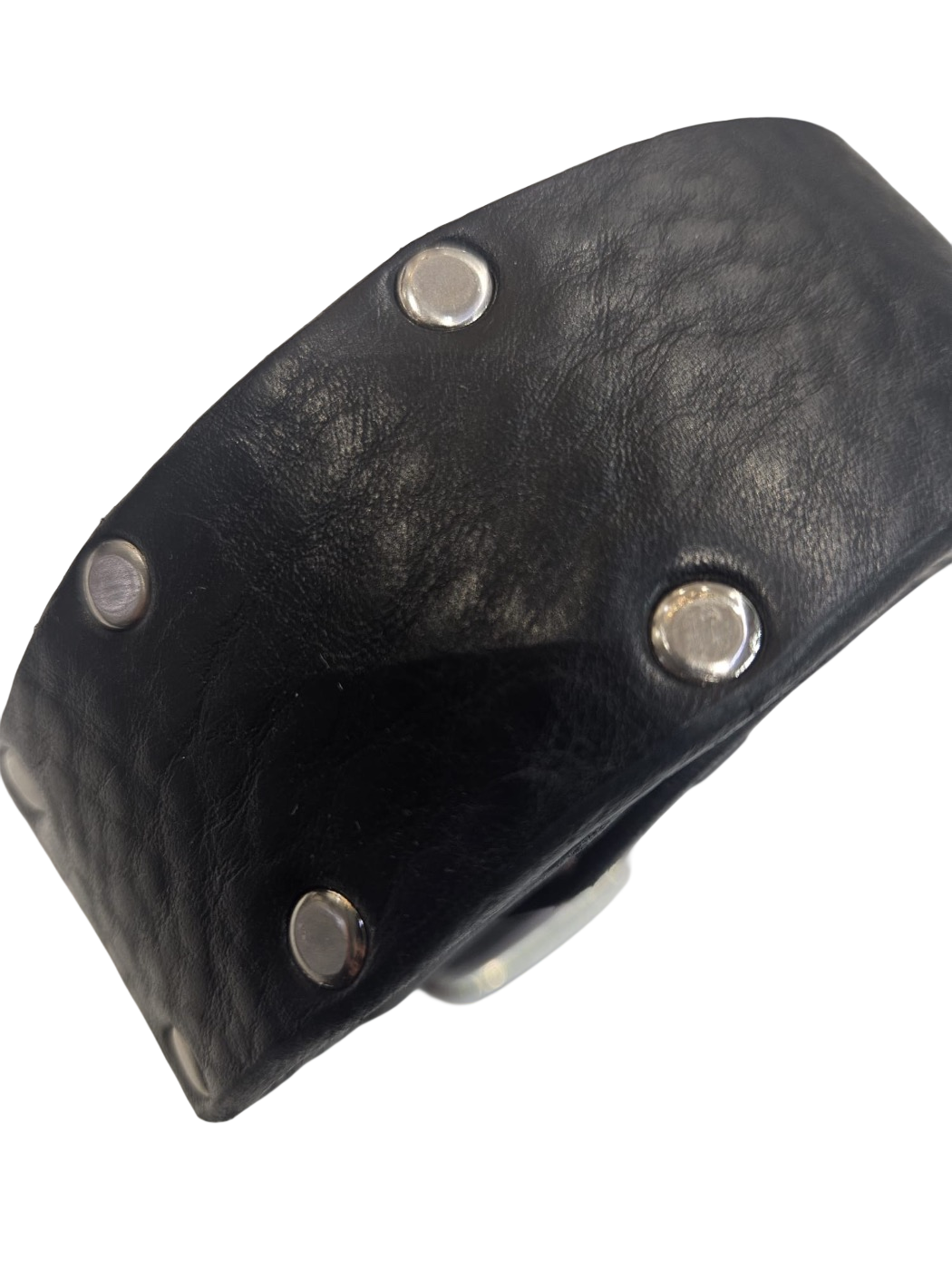 Cintura jeans in belle vitello con borchiette laterali