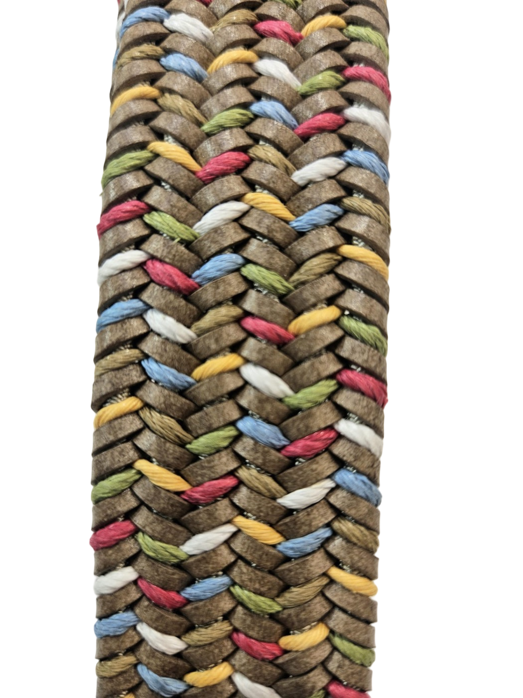 Cintura intrecciata in pelle e elastico multicolore