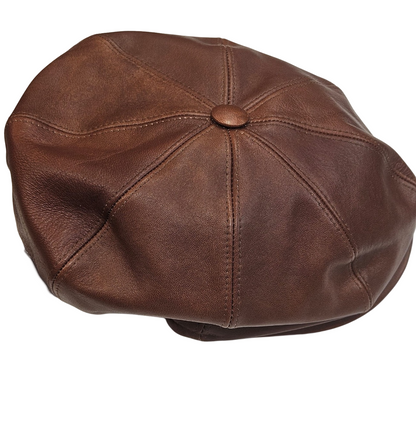 Cappello Galles Hat in pelle Nappa Nero e marrone taglia 58/59