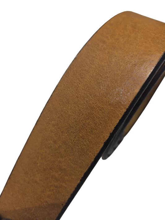 Cintura jeans Unisex in cuoio colore giallo ocra