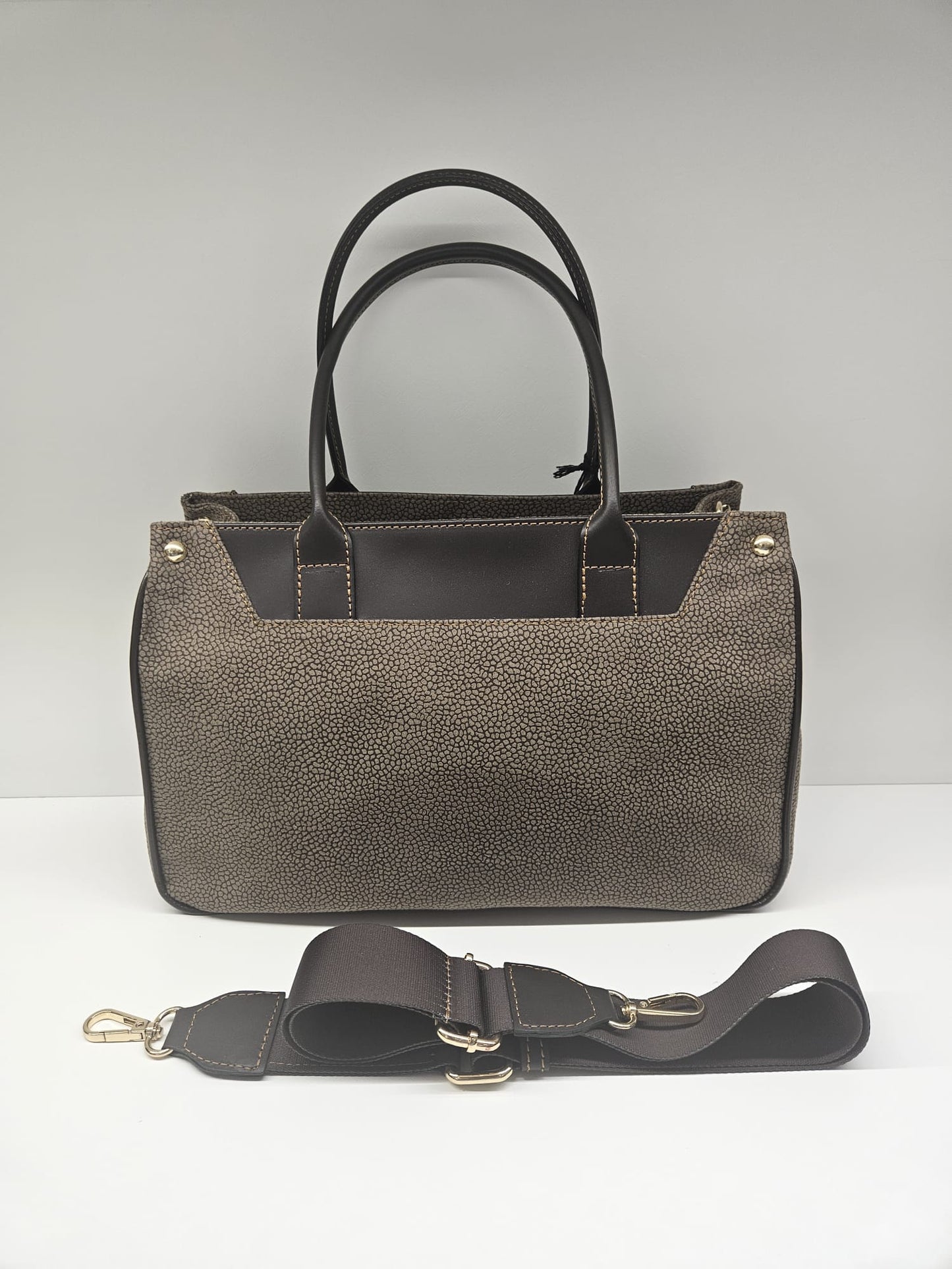 Borsa donna linea Simo in stampo &nbsp;tapiro con rifiniture in pelle di vitello