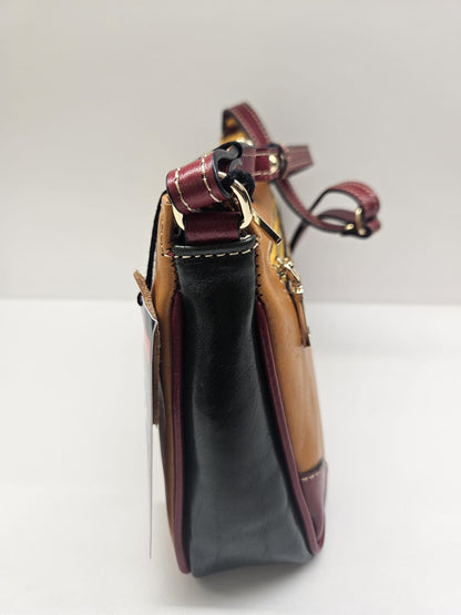 Borsa donna piccola multicolore in pelle " vacchetta" made in italy.