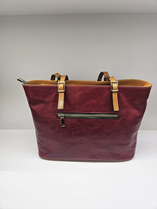 Borsa donna multicolore in pelle " vacchetta" made in italy.