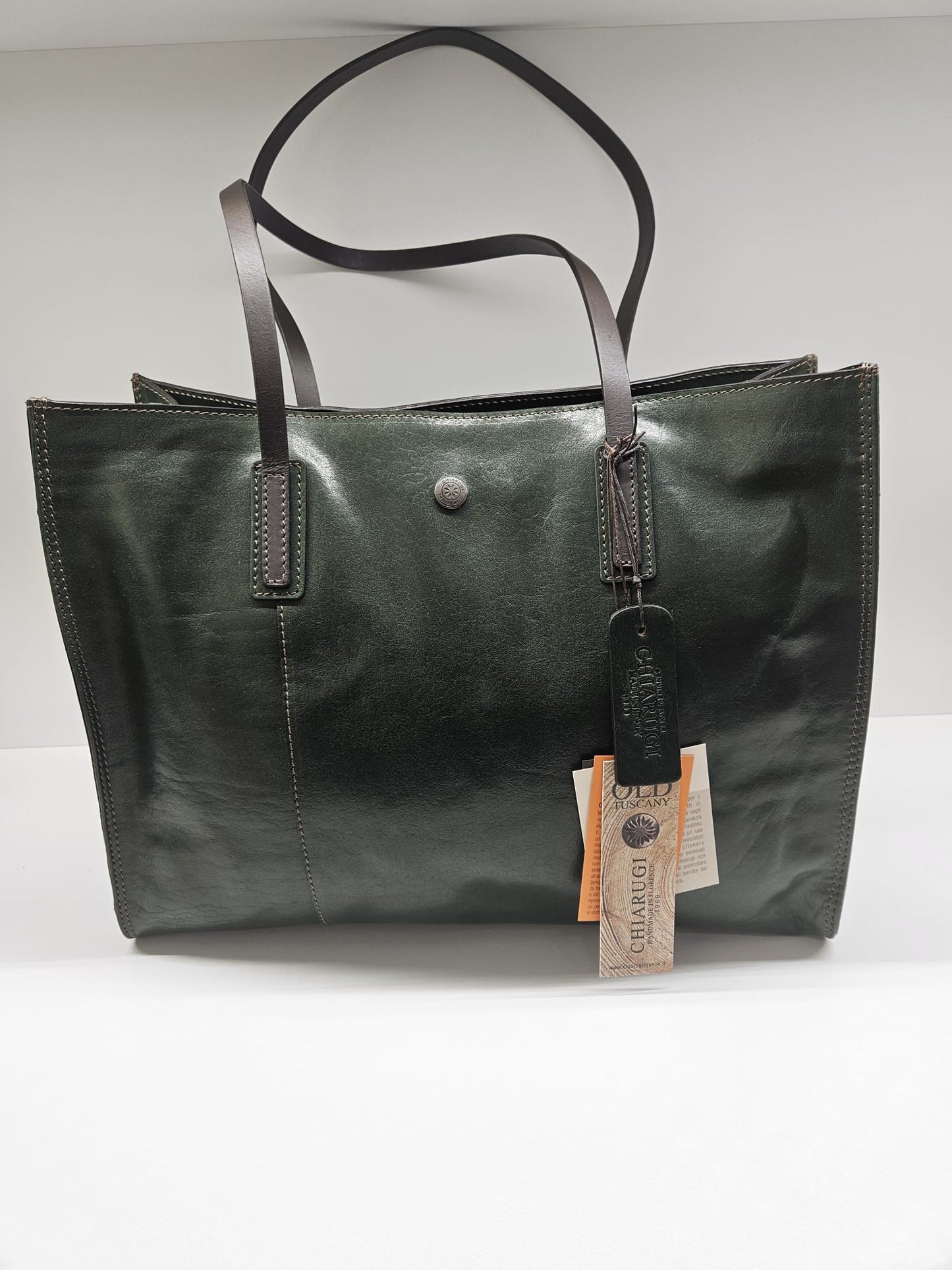 Borsa shopping donna Chiarugi handmade in Florence in pelle "vacchetta"