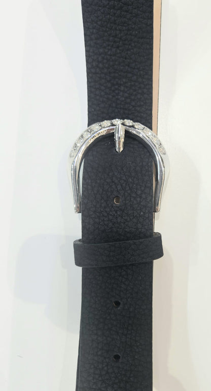 Cintura Bergè donna in pelle Nabuk con fibbia lavorata con strass