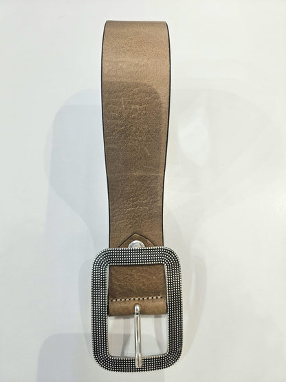 Cintura jeans donna in pelle vitello con fibbia lavorata