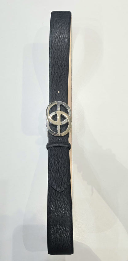 Cintura donna in pelle stampata pamellato con fibbia a cassetta oro e argento