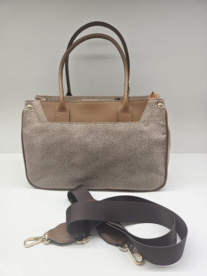 Borsa donna linea Simo in stampo &nbsp;tapiro con rifiniture in pelle di vitello