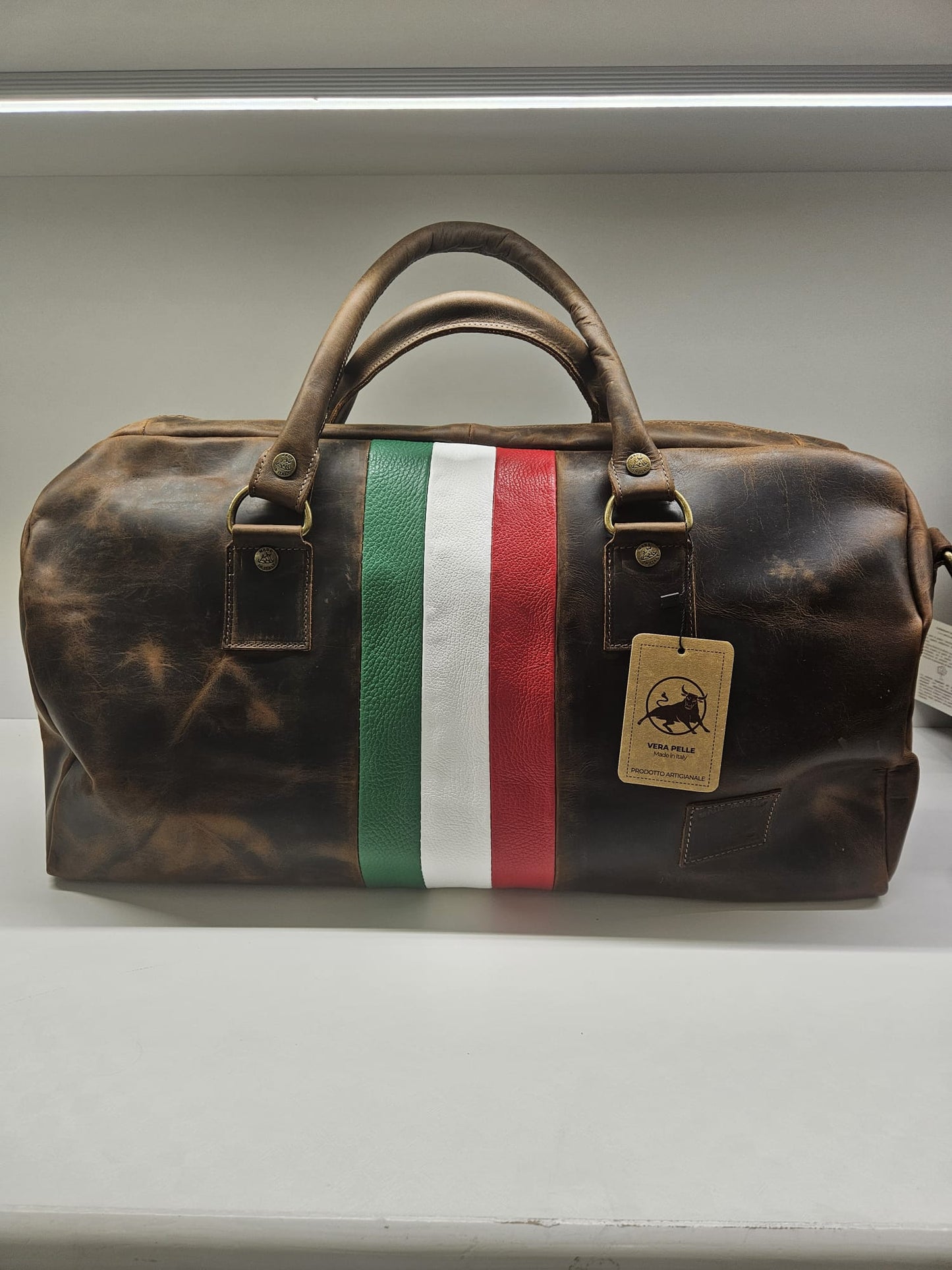 Borsone da viaggio uomo /donna in pelle ingrassata in toro