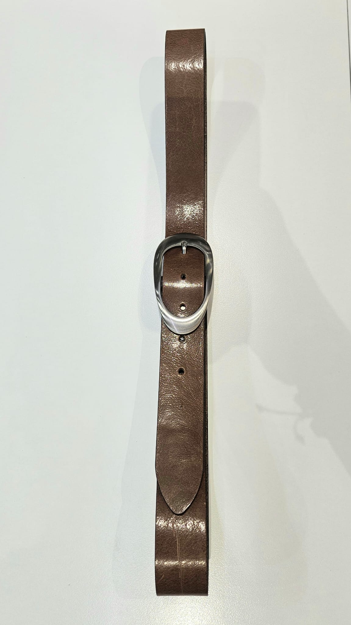 Cintura jeans donna in cuoio semi lucida