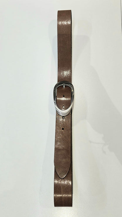 Cintura jeans donna in cuoio semi lucida