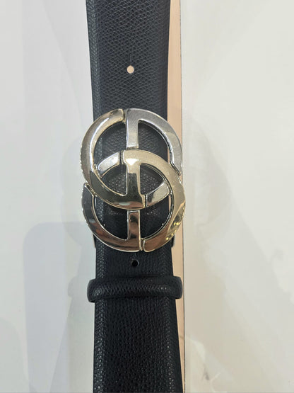 Cintura donna in pelle stampata pamellato con fibbia a cassetta oro e argento