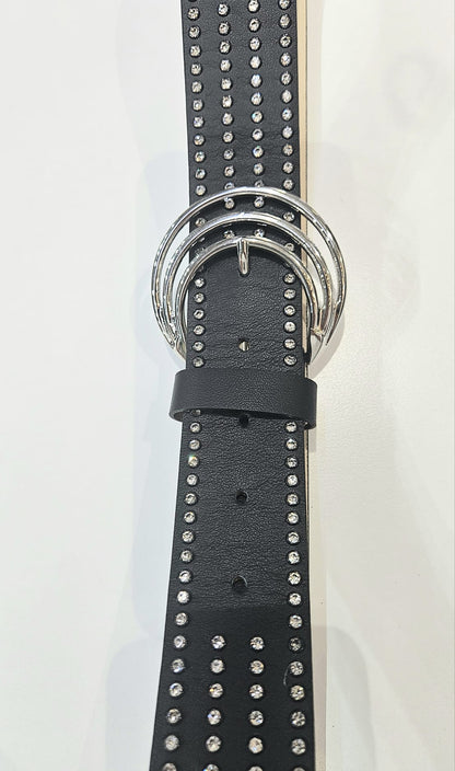 Cintura Bergè donna in pelle di vitello rifinita tutta in strass