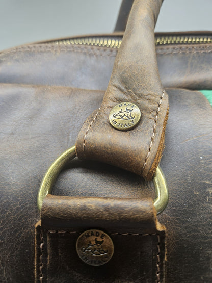 Borsone da viaggio uomo /donna in pelle ingrassata in toro