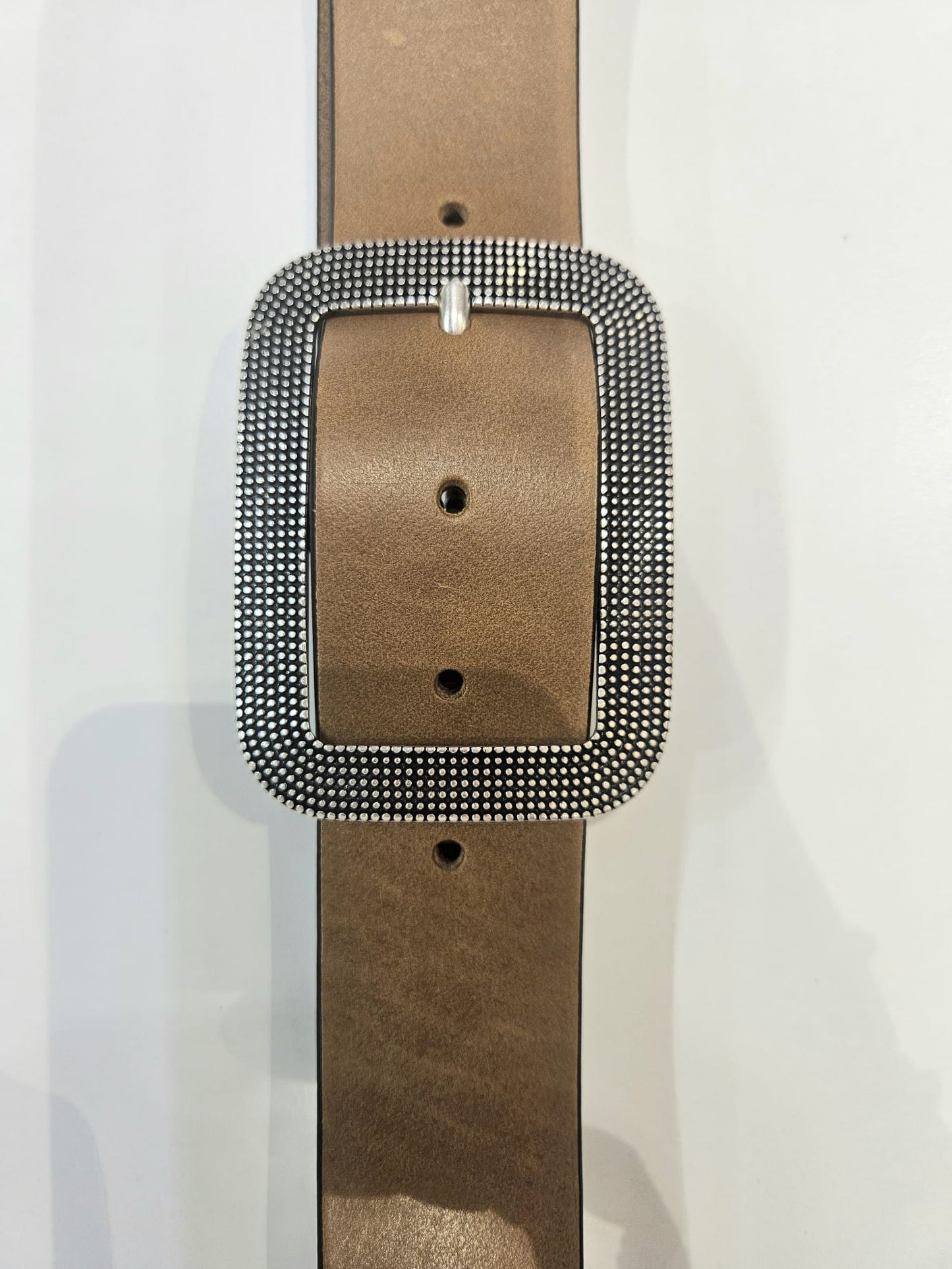 Cintura jeans donna in pelle vitello con fibbia lavorata