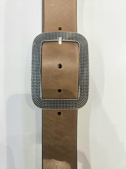 Cintura jeans donna in pelle vitello con fibbia lavorata