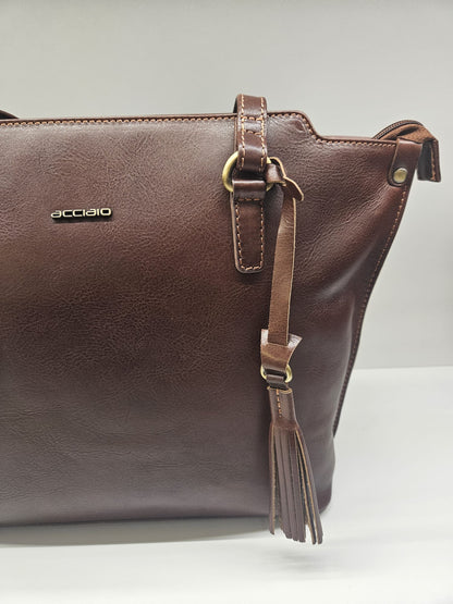 Borsa shopping donna Acciaio in vera pelle "vacchetta" collezione Liberty.