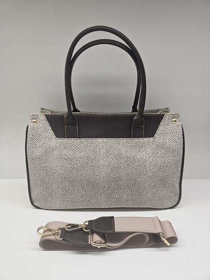 Borsa donna linea Simo in stampo &nbsp;tapiro con rifiniture in pelle di vitello