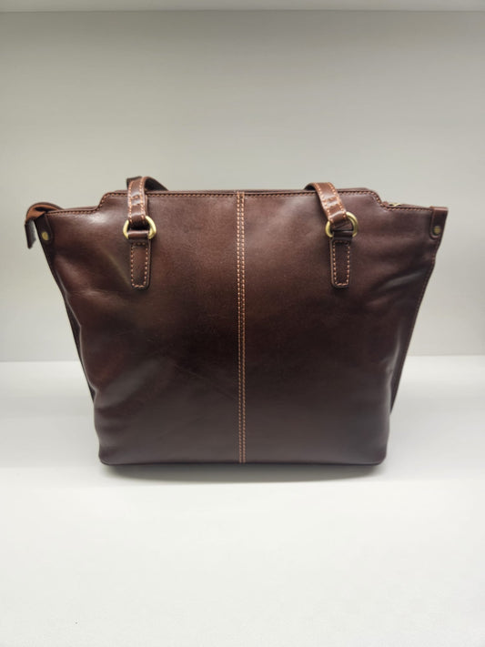 Borsa shopping donna Acciaio in vera pelle "vacchetta" collezione Liberty.