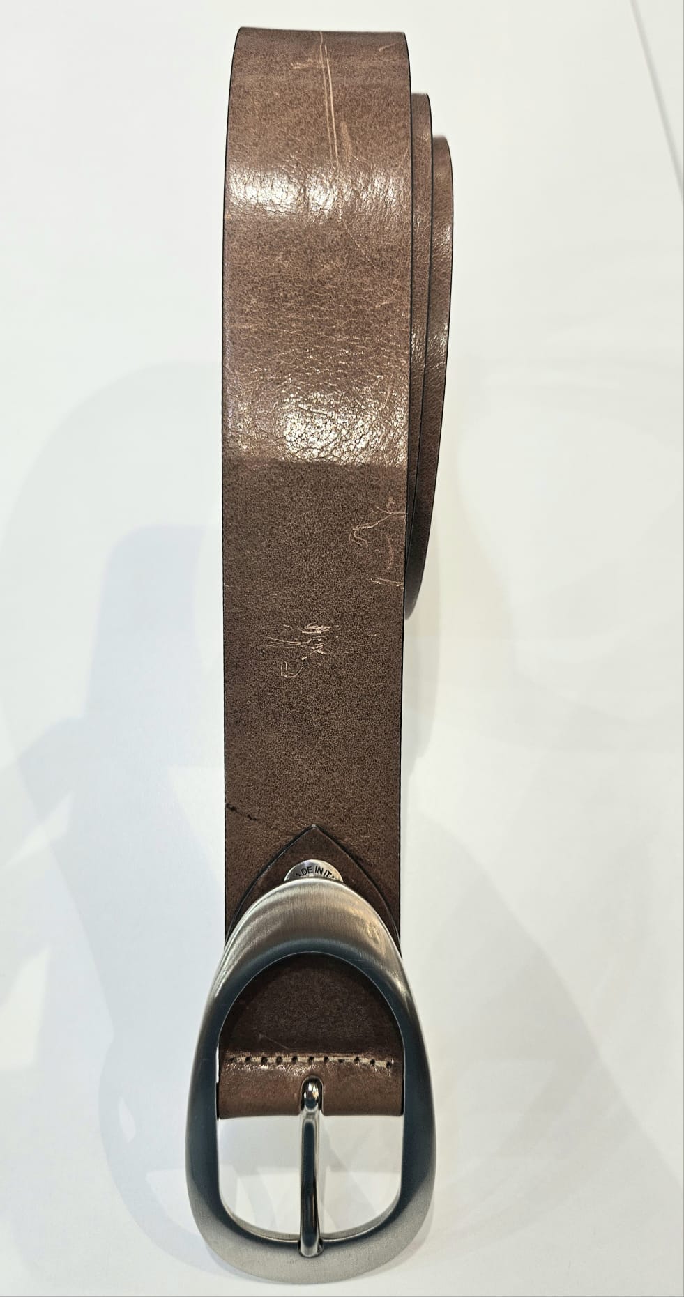 Cintura jeans donna in cuoio semi lucida