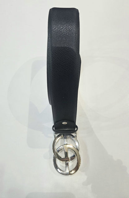 Cintura donna in pelle stampata pamellato con fibbia a cassetta oro e argento