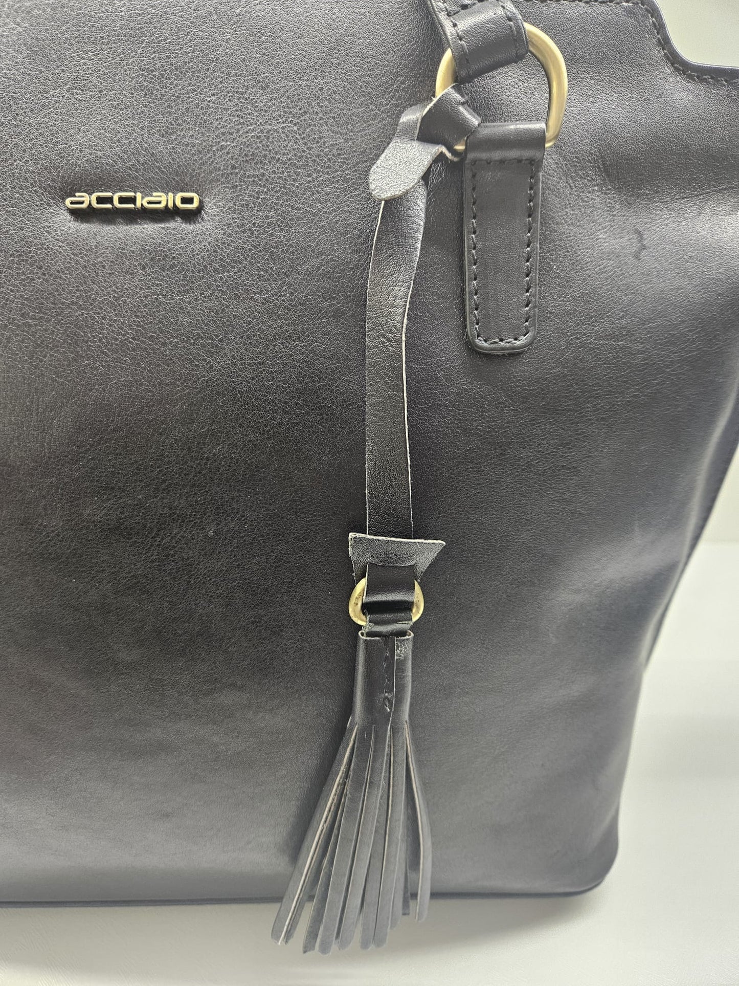 Borsa shopping donna Acciaio in vera pelle "vacchetta" collezione Liberty.