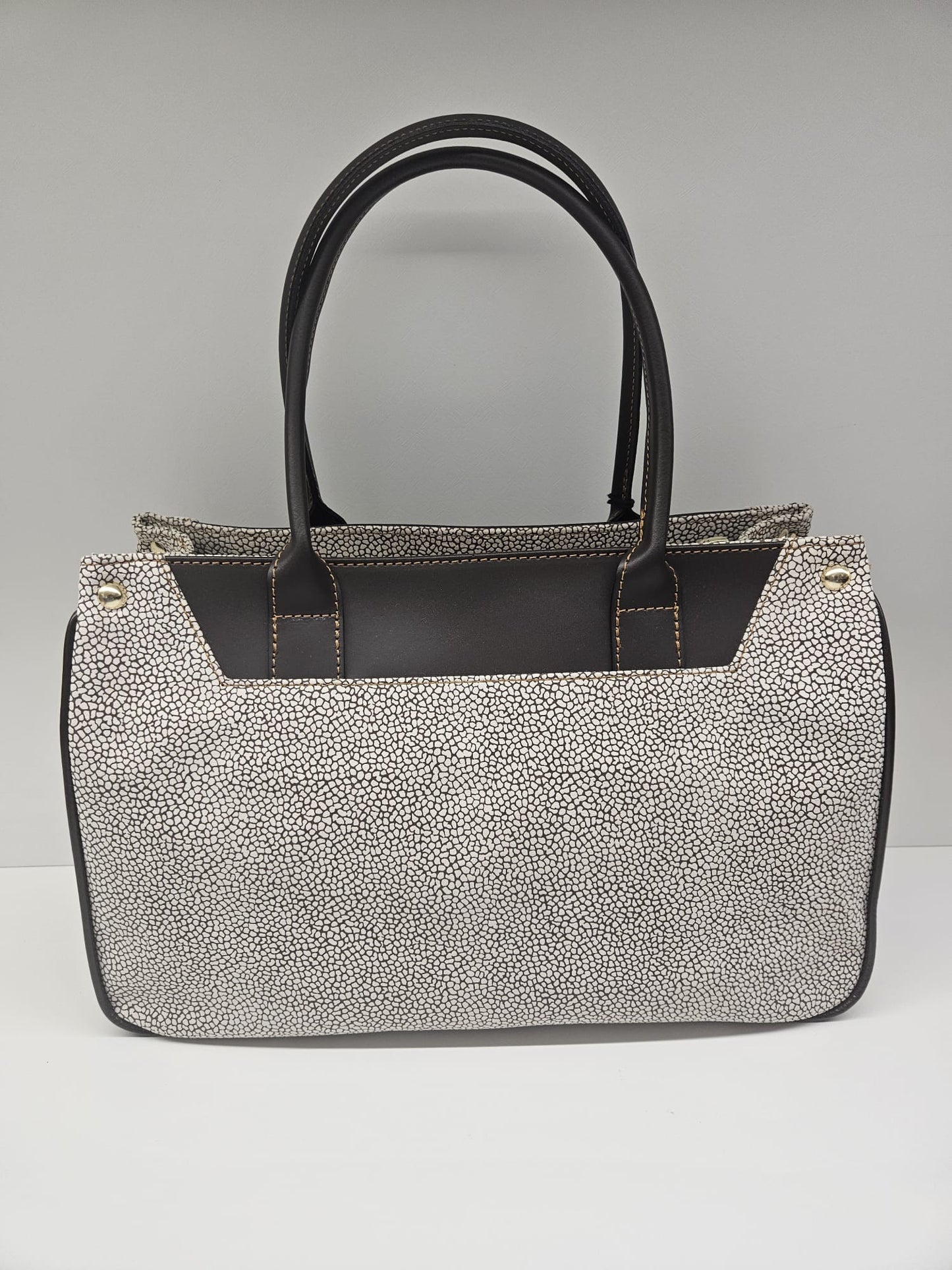 Borsa donna linea Simo in stampo &nbsp;tapiro con rifiniture in pelle di vitello