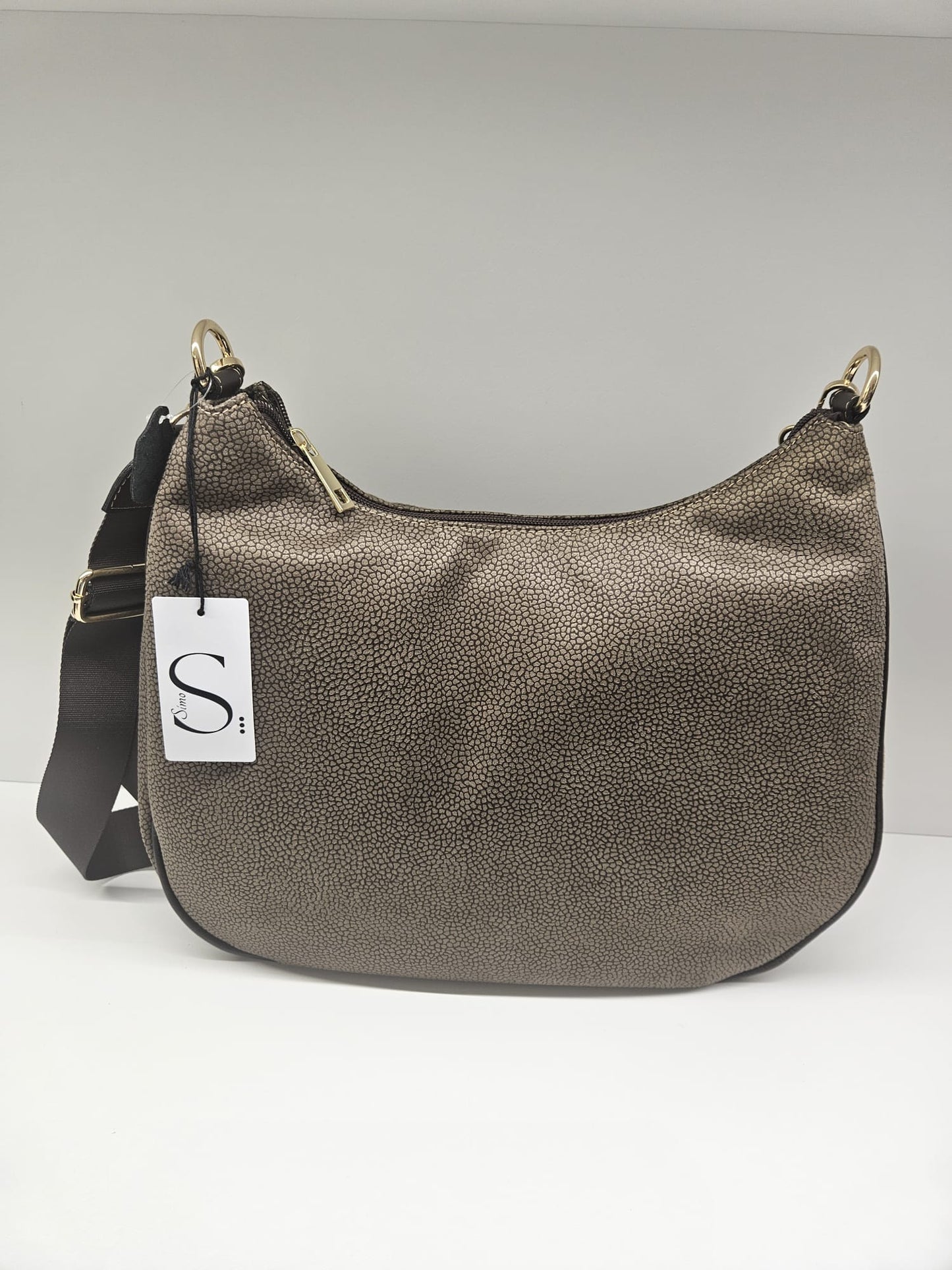 Borsa donna linea Simo in stampo &nbsp;tapiro con rifiniture in pelle di vitello